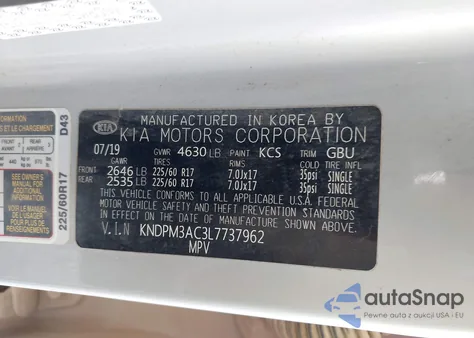 2020 Kia Sportage Lx from USA, damaged, VIN KNDPM3AC3L7737962